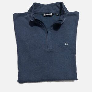 Travis Mathew Men’s Size L Blue Cloud 1/4 Zip Pullover Performance Golf Top